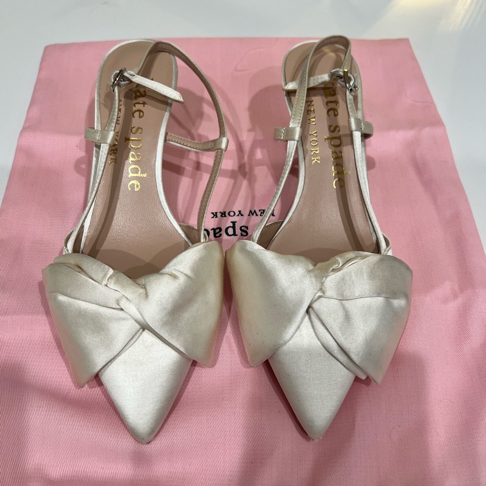 KATE SPADE MARSIELLE WHITE KITTEN HEELS